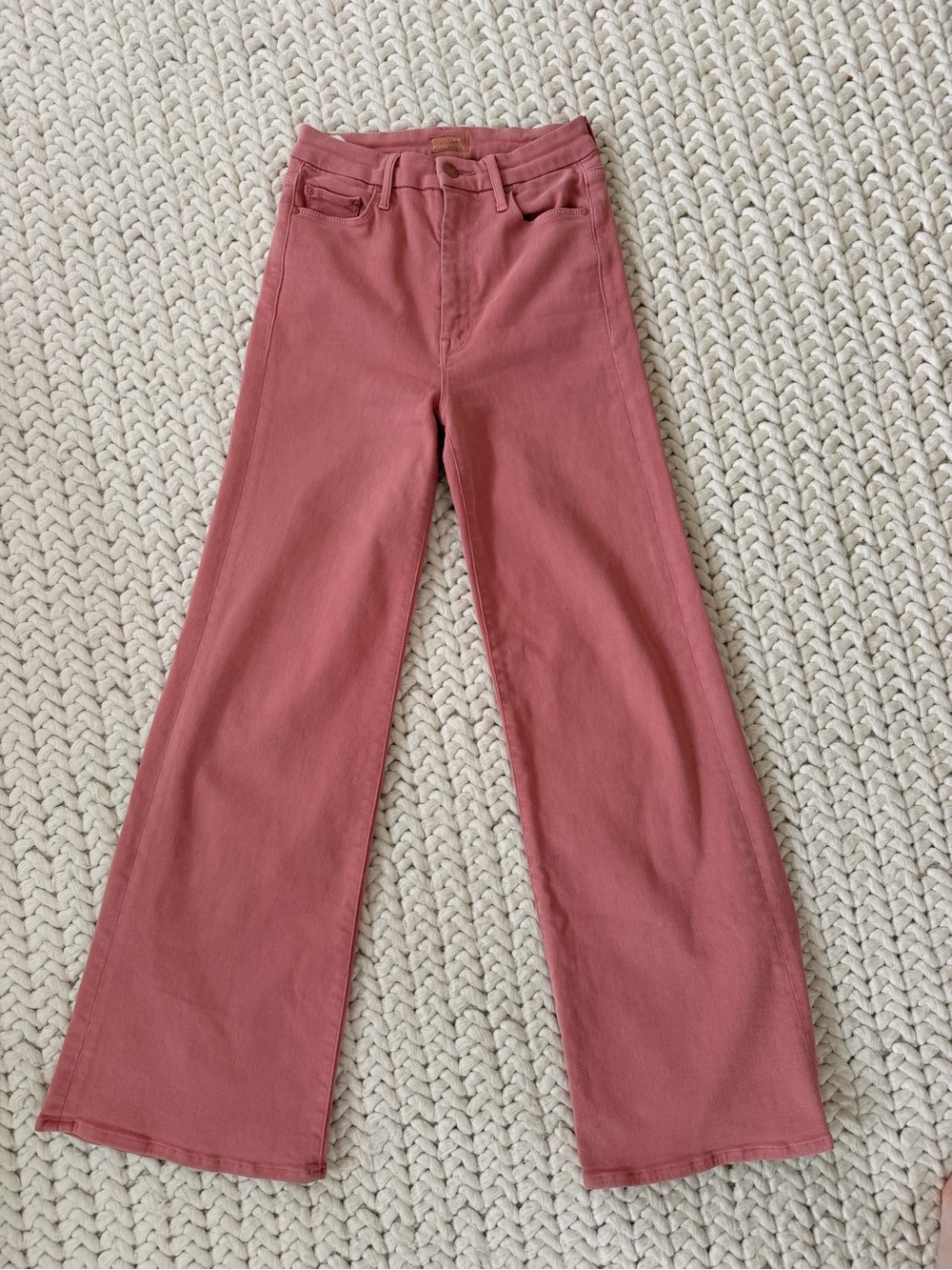 MOTHER The High Waisted Roller Skimp Jeans 26 Second Chance Dusty Rose Wide Leg - Picture 3 of 11
